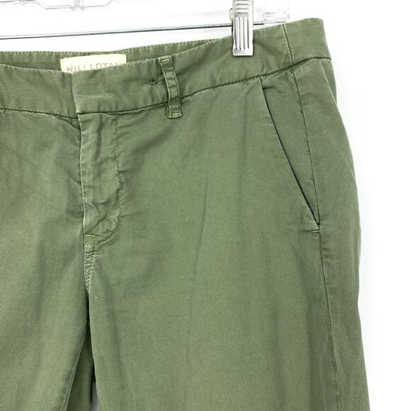 NILI LOTAN Montauk Cropped Cotton-blend Twill Slim-leg Pants Sz 4 Green Raw Hem - Picture 3 of 6
